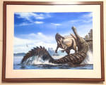 ‘Suchomimus and Sarcosuchus’ as illustrated by Raul Martin