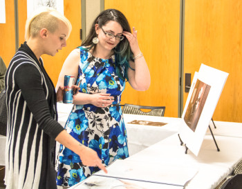 Shannon Vandervennet shows off her portfolio