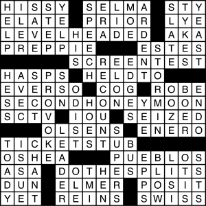 crossword puzzle solution