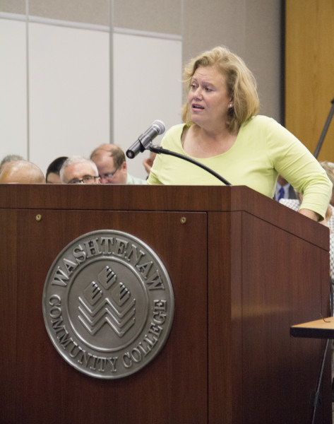 Olivia Wylie addresses the board of trustees