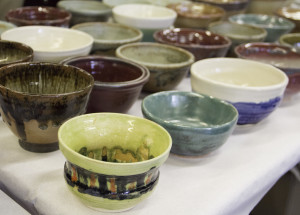 display of pottery bowls