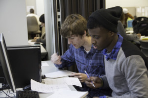two students using learning support services