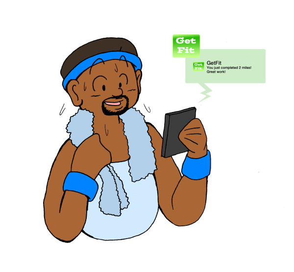 man using GetFit app