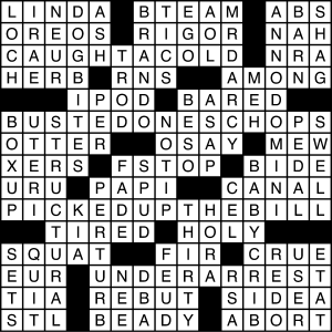 crossword puzzle solution