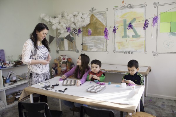 Children getting creative with play dough