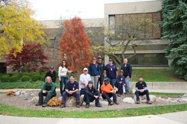 Becoming a part of Tree Campus USA in 2016, college and community participants planted a tree on the south side of the Technical Industrial building during Free College Day. Tree planting is one of the five annual standards that need to be met in order to obtain the accommodation. Back row: Mike Hurst, Holly Herman, John Bruckner, Donna Reincke, Ron Schulz, Kelly Milligan, Ricky Carrington, Randy Ferry. Front row: Greg Weathers, Rich Harden, Tyler Douglas, Derek Nelson, Jeremy Podolak. See coverage of Tree Campus USA on A2.