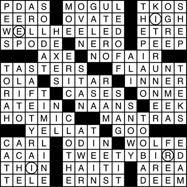 crossword puzzle answers