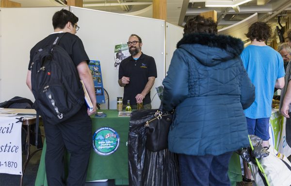 Ted Lawerence of the Great Lakes Fishery Commission talking to students about Sea Lampreys and the dangers they bring to the Great Lakes.