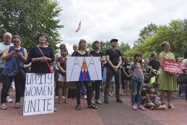 A crowd in Ann Arbor gathered to show support for the victims and counter-protesters after a deadly clash occurred in Charlottesville, VA on Aug. 12.Photo by Andrei Pop