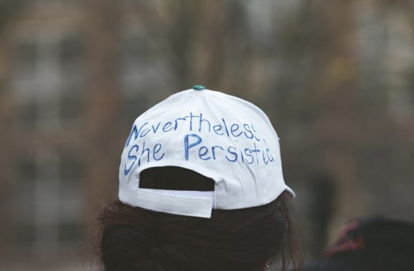 Several thousand people gathered in Ann Arbor on Jan. 20, the anniversary of the Women’s Marches to speak for civil rights, equal rights, human rights, “Power to the Polls”, and more.Photo by Sara Faraj