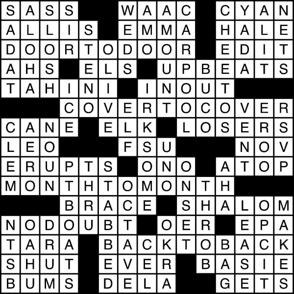 Crossword puzzle answers September 24