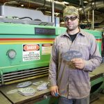 Welding Instructor Nathan Oliver displays items made in the Welding and Fabrication Department. Catherine Engstrom-Hadley | Washtenaw Voice