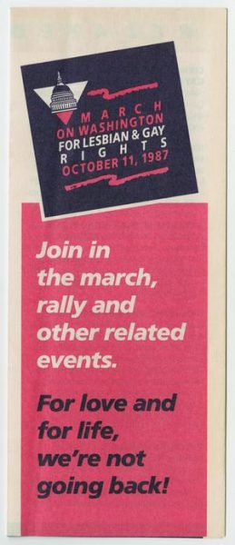 Pamphlet from the first March on Washington for Lesbian and Gay Rights. Courtesy of the Portal To Texas History