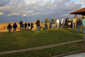 Crane watchers on the hilltop. Tom Hodgson | Washtenaw Voice