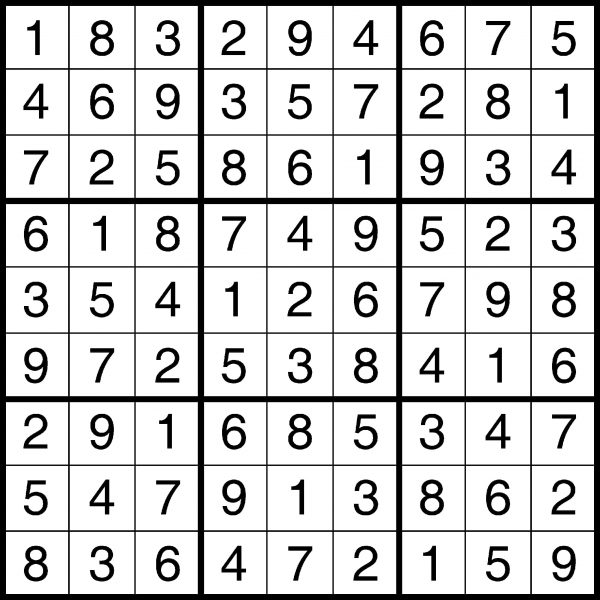 Sudoku Answers for 2018-10-22