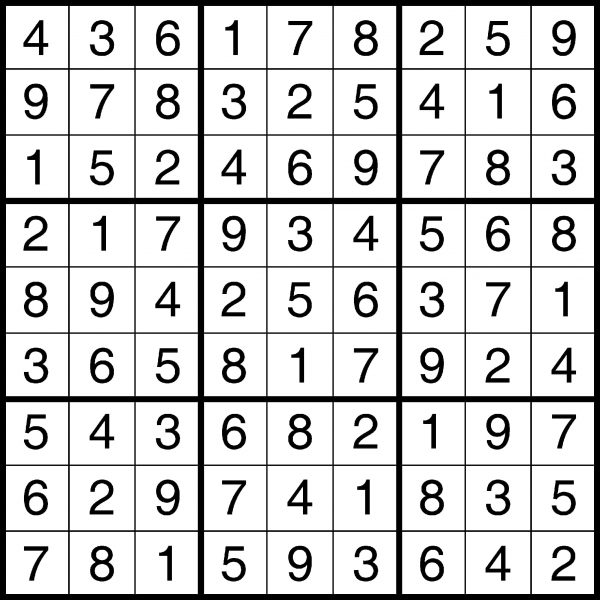 Sudoku Answers for 2018-11-05