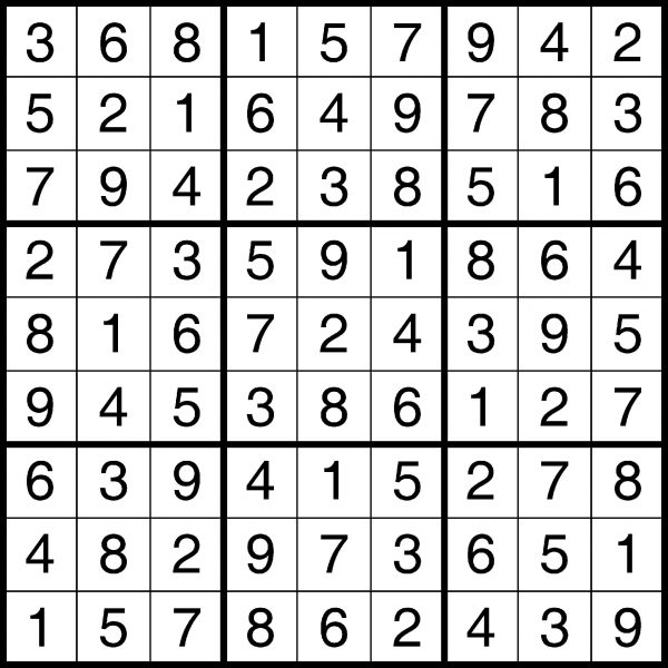 Sudoku Answers for 2018-11-19