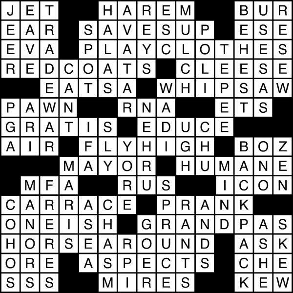 Crossword Puzzle Answers for 2018-11-19