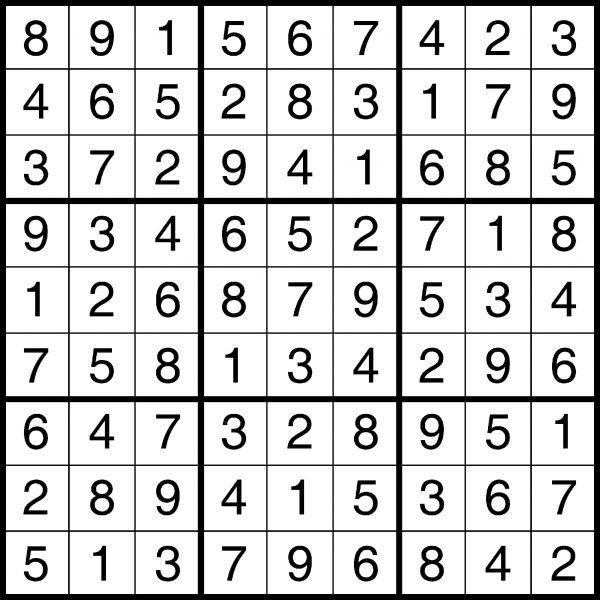 Sudoku Answers for 2018-12-03