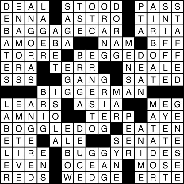 Crossword Puzzle Answers for 2018-12-03