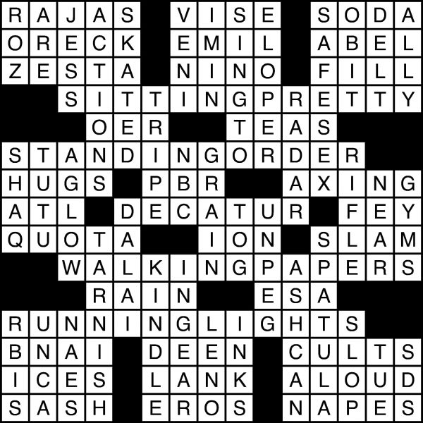 Crossword Puzzle Answers for 2018-12-17