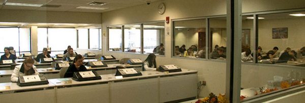 Students taking exams in the Testing Center.