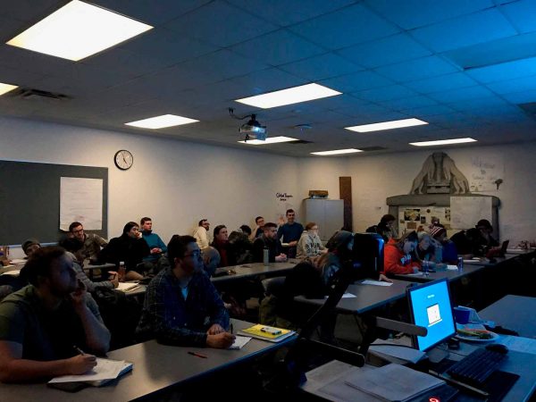 Members of the club listening to a presentation during a meeting. Courtesy of A2 Entrepreneurs