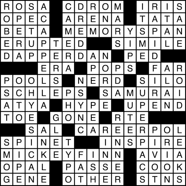 Crossword Puzzle Answers for 2018-12-17
