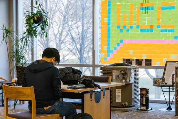 A student reads in The Bailey Library on WCC campus.