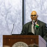 Clarence Jennings Jr., dean of student access, success, equity and inclusion, began the King Day celebration with opening remarks. Sara Faraj | Washtenaw Community College