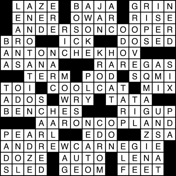 Crossword Puzzle Answers for 2018-01-28