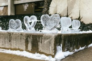 Heart-shaped sculptures on Valentine's Day. Sara Faraj | Washtenaw Voice