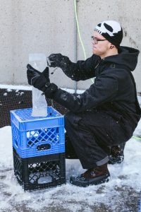 Gage Korte, working on a sculpture. Danny Villalobos | Washtenaw Voice