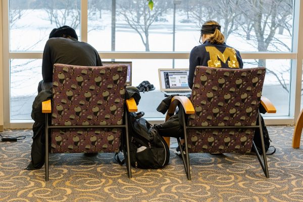 Students spend time in the Bailey Library doing school work. Sara Faraj | Washtenaw Voice