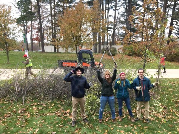 Students for Sustainability president Alex Pufahl (left) pictured with club members and WCC students removing invasive species from campus last semester. Courtesy of Theodore Bohdanowycz