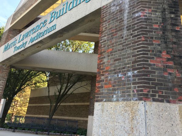 Bricks are deteriorating outside the west entrance of Morris Lawrence. Nicholas Ketchum | Washtenaw Voice