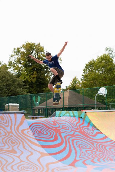 Samual Cool, a student a EMU, comes to the skate park as a way to blow off steam after studying. Lily Merritt | Washtenaw Voice