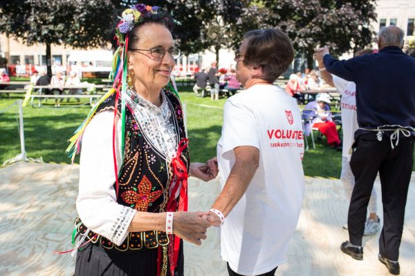 Festivalgoers dance to Kilbasa Kings Polish songs. TRIBUNE MEDIA