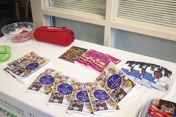 The poetry anthology “Inner and Outer Spaces” was available for audience members. Lilly Kujawski | Washtenaw Voice