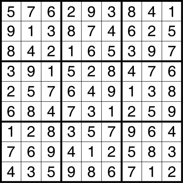 Sudoku answers 01.14.2020