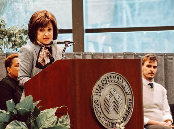 President Rose Bellanca addresses students and guests at honors convocation. Melissa Workman | Washtenaw Community College