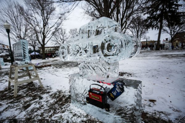 The NAPA sponsored ice sculpture on display during the 2018 Plymouth Ice Festival on Saturday, Jan. 13, 2018 in Plymouth, Mich. Courtesy of Free Press