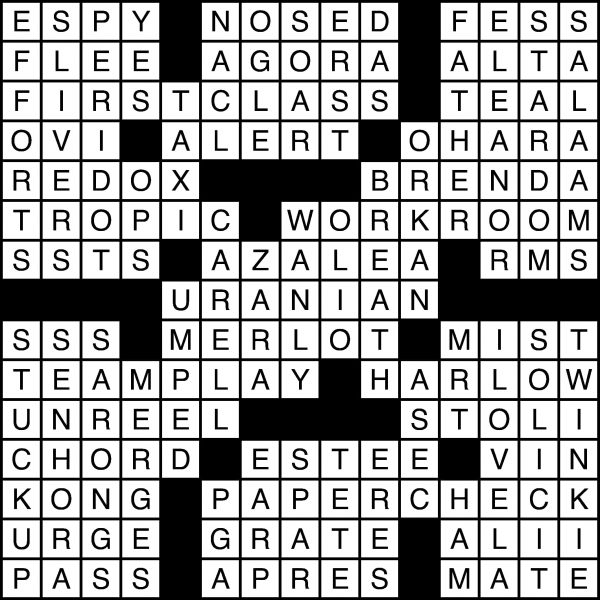 Crossword answers for 02-01-2020