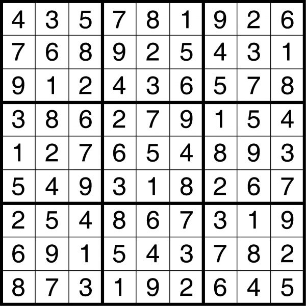 Sudoku answers 02/25/2020