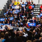 Protesters disrupt presidential candidate Joe Biden's speech at Monday rally with banners criticizing Biden's of the North American Free Trade Agreement, or NAFTA. The banners read, “NAFTA killed our jobs” and “Biden betrayed workers.”