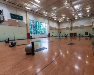 Workout equipment, spaced out to aid in social distancing. Torrence Willams | Washtenaw Voice 