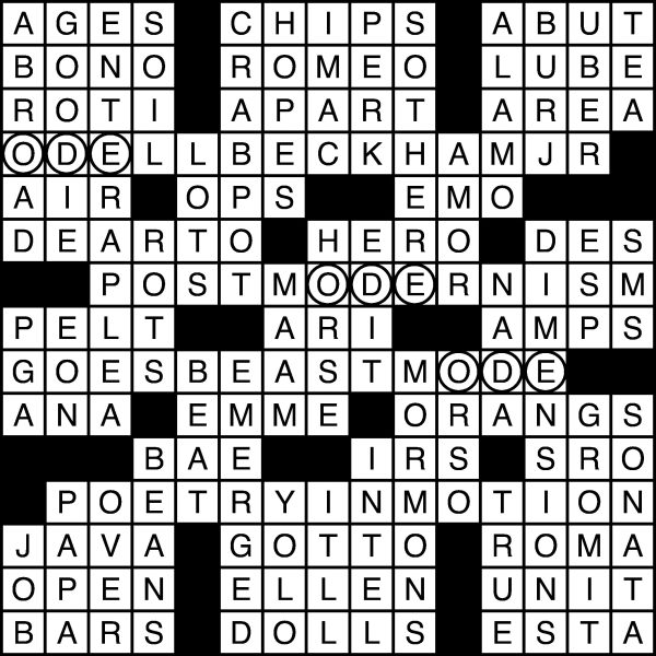 This image shows the crossword answers for the puzzle in the January 28, 2025 paper.