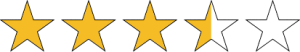 A graphic with yellow stars picturing a 3.5 out of 5 star rating.
