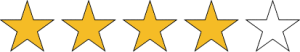 A graphic with yellow stars picturing a 4 out of 5 star rating.