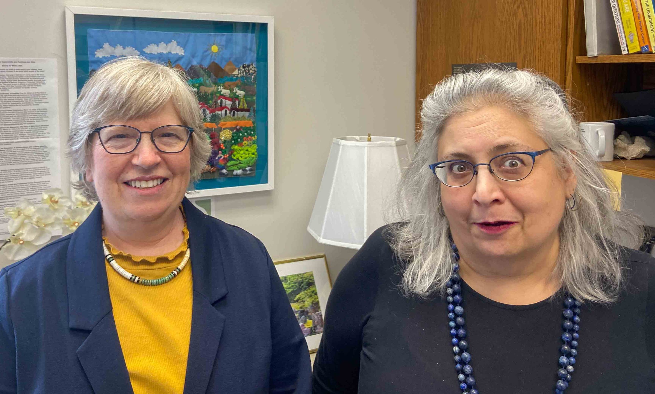 Emily Thompson and Maryam Barrie are pictured from the shoulders up, standing next to each other.